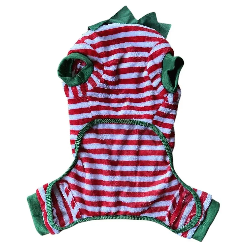 Greenbrier Small Dog Striped Christmas Outfit Pajamas Large